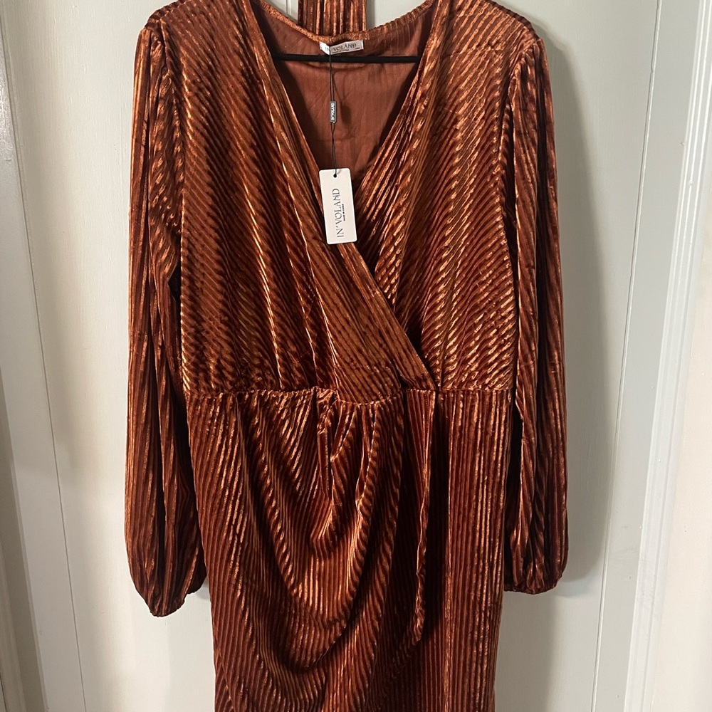 Chic Copper Long Sleeve Dress